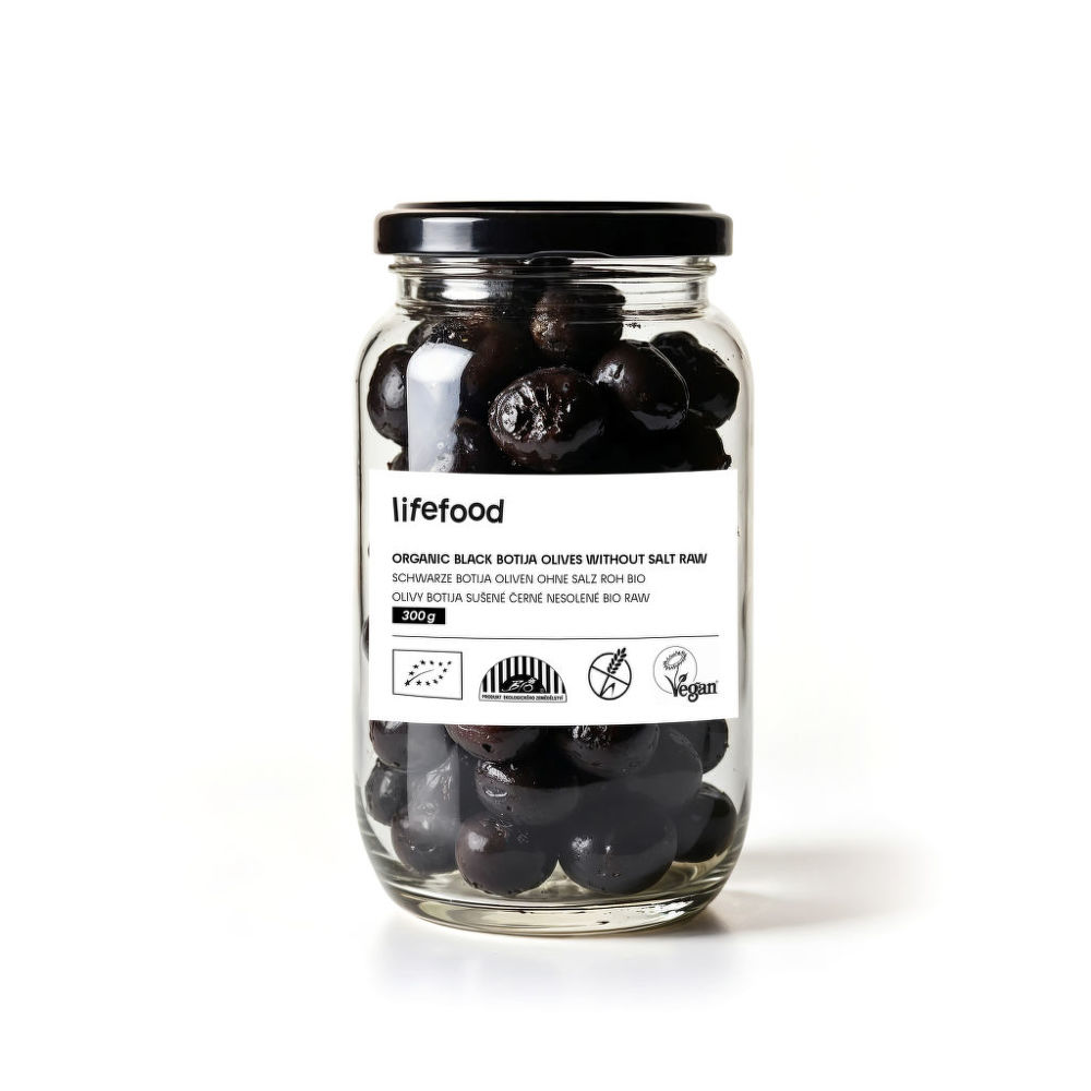 Olivy Botija černé sušené nesolené raw 300 g BIO LIFEFOOD
