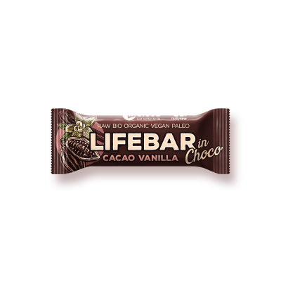 InChoco s kakaovými boby a vanilkou Lifebar RAW BIO